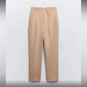 Zara Women's High Waist Pants. Taupe brown. Hemmed to 25 inch. Size small.